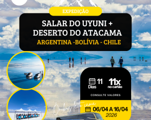 EXPEDIÇÃO 03 PAISES - SALAR UYUNI BOL + DESERTO ATACAMA CHI + NORTE ARGENTINA ARG